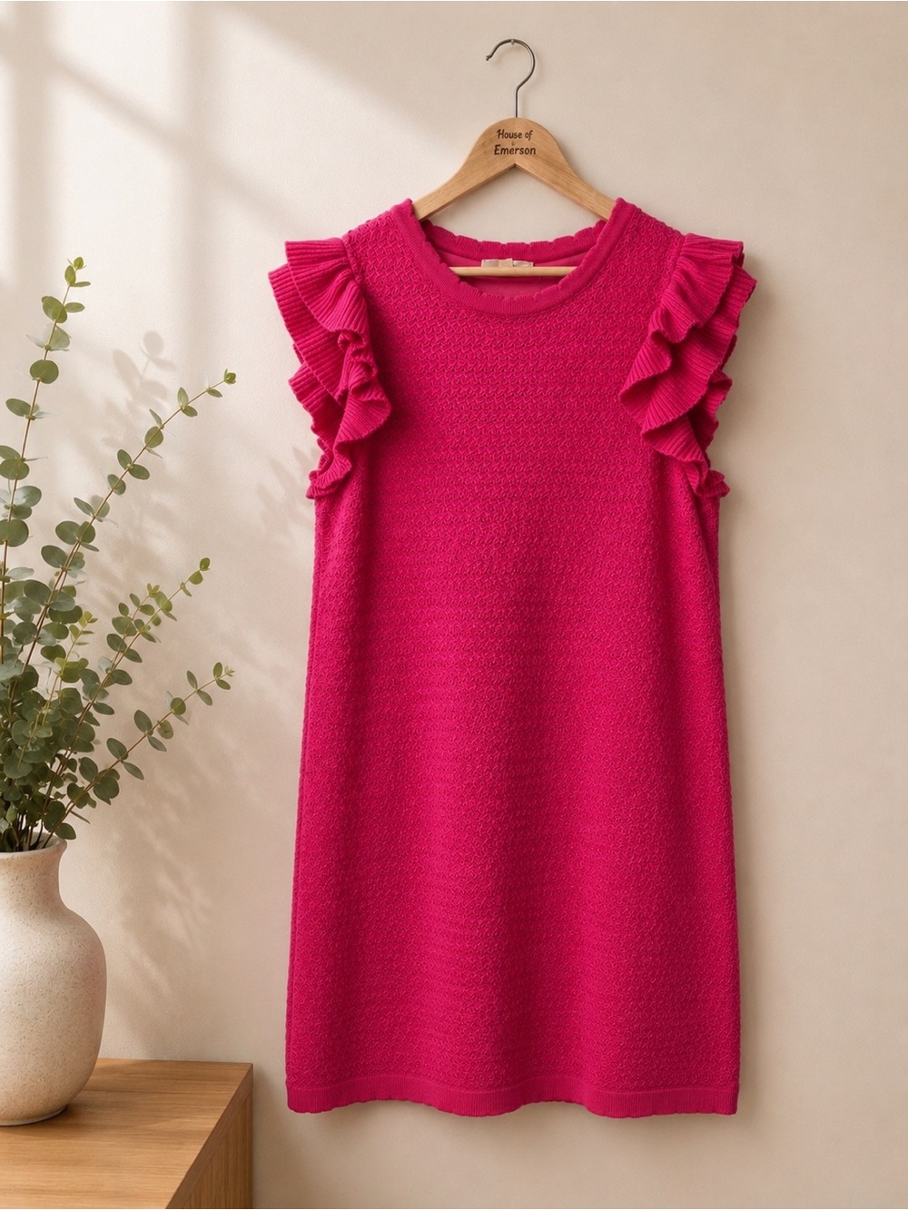 Entro Pink Ruffle Sleeve Sweater Dress Size L